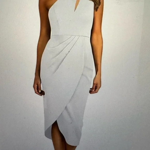 PrettyGarden Cream Asymmetrical Wrap Pencil Skirt Women’s Small NWT Midi - Picture 1 of 12